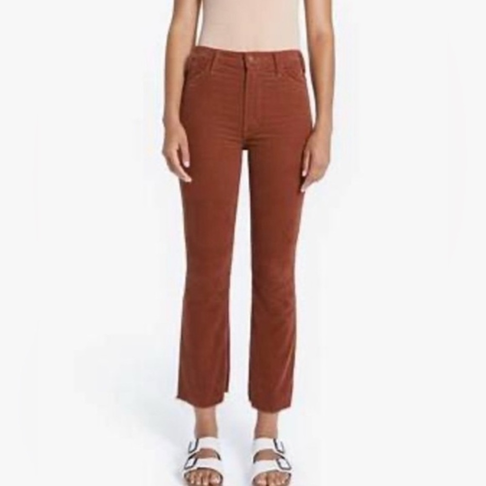 Mother Size 29 • The Hustler Ankle Fray Coconut Shell Orange Corduroy Pants.